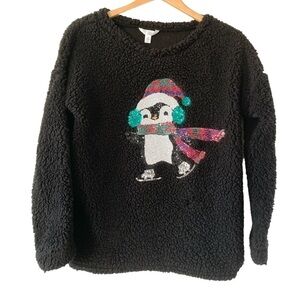 Time and Tru small Christmas sweatshirt penguin Christmas holidays fleece